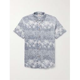 Breeze Button-Down Collar Printed Hemp-Blend Shirt