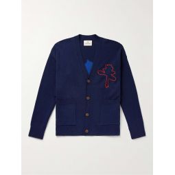 Embroidered Intarsia Wool-Blend Cardigan