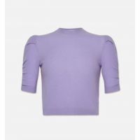 Ruched Sleeve Cashmere Sweater - Lilac
