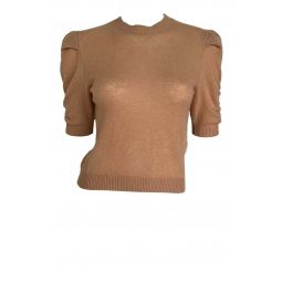 Ruched Sleeve Cashmere Sweater - Blush