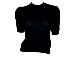 Ruched Sleeve Cashmere Sweater - Noir