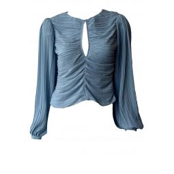 Pleated Billow Sleeve Top - Chambray