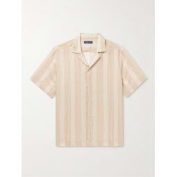 Roberto Camp-Collar Striped Linen Shirt
