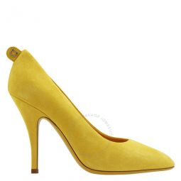 Salvatore Ladies Yellow Suede Gancini Pumps, Brand Size 6.5