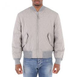 Salvatore Mens Rhinoceros Grey Quilted Gancini Blouson Jacket, Brand Size 48 (US Size 38)