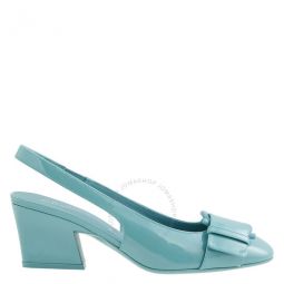 Salvatore Ladies Briget 55 Gancini Slingback Pumps In Tyrone Turquoise, Brand Size 5