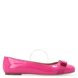 Salvatore Hot Pink Patent Leather Varina Bow Ballet Flats, Brand Size 5