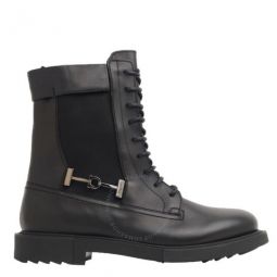 Salvatore Mens Black Leather Combat Boots, Size 8.5