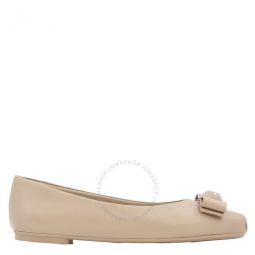 Salvatore Ladies Beige Leather Pina Vara Bowl Ballet Flats, Size 7.5