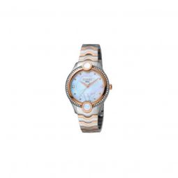 Womens Stainless Steel White Mother of Pearl Dial