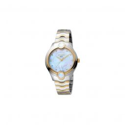 Womens Stainless Steel White Mother of Pearl Dial