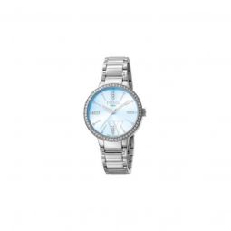 Womens Stainless Steel Blue Mother of Pearl Dial