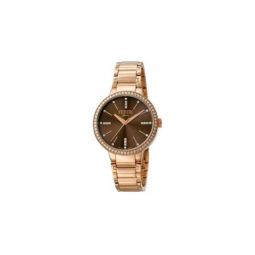 Womens Stainless Steel Brown Dial