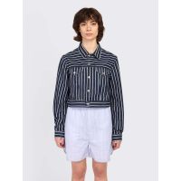 Classic Denim Jacket - Denim Blue/White Stripe