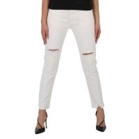 Tomboy Jeans in Off White/Red, Size Small
