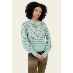 Transverse Wave Jacquard Sweater - Sky Green Multi