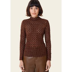 Harmony Checkered Mesh Top - Chocolate