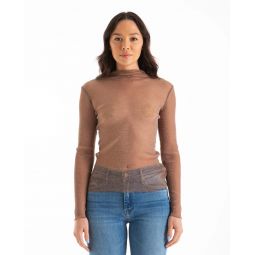 Shimmer Mock Neck Top - MAROON