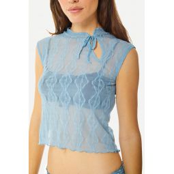 Mariposa Keyhole Tee - Delicate Blue