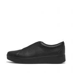 Elastic Tumbled-Leather Slip-On Sneakers