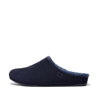Mens Shearling-Lined Suede Slippers