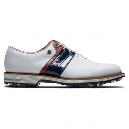 FootJoy Dryjoys Premiere Series Packard Golf Shoes - White/Navy/Red 53909