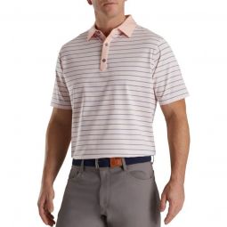 FootJoy Accented Stripe Lisle Self Collar Golf Polo Quartz Pink/White/Graphite