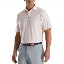 FootJoy Bead Chain Print Lisle Self Collar Golf Polo - Quartz Pink/White