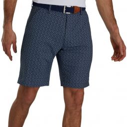 FootJoy Micro-Floral Print Lightweight Woven 9 Inch Golf Shorts - Navy/Grey