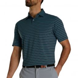 FootJoy Modern Classic Stripe Lisle Self Collar Golf Polo - Black