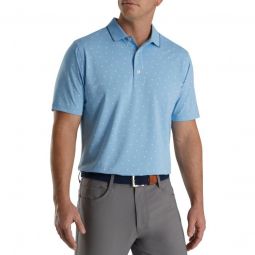 FootJoy Push Play Print Lisle Knit Collar Golf Polo - Dusk Blue/White