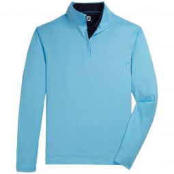FootJoy Glen Plaid Printed Jersey Mid-Layer Golf Pullover - Blue Sky