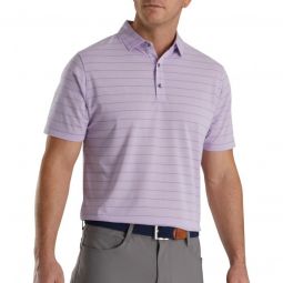 FootJoy Athletic Fit Open Stripe Jersey Self Collar Golf Polo - Pale Purple/River Rock