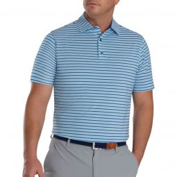 FootJoy Multi Stripe Lisle Self Collar Golf Polo - White/Blue Sky/Ocean/Deep Blue