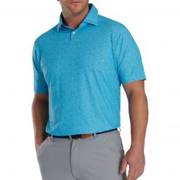 FootJoy Tweed Texture Stretch Pique Self Collar Golf Polo - Blue Sky