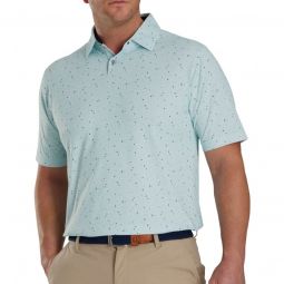 FootJoy Tweed Texture Stretch Pique Self Collar Golf Polo - Sea Glass