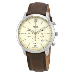 Neutra Chronograph Cream Dial Brown Leather Mens Watch