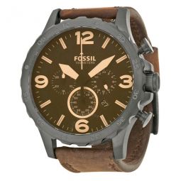 Nate Chronograph Brown Dial Brown Leather Mens Watch