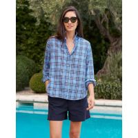 Eileen Relaxed Button-Up Shirt - Blue/Navy Plaid