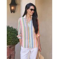 Eileen Relaxed Button-Up Shirt - Multi Color Stripe