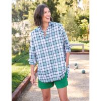 Shirley Oversized Button Up Shirt - Navy Plaid