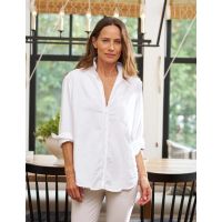 Eileen Relaxed Button Up Shirt - Tattered White Denim