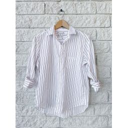 Eileen Relaxed Button-Up Shirt - Thin Red Stripe