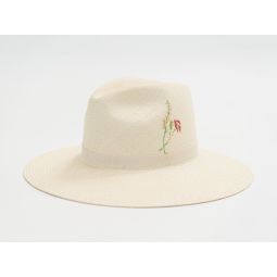 Cross Stitch Hat - Wheat/Poppy