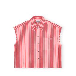 Stripe Cotton Tie Collar Shirt