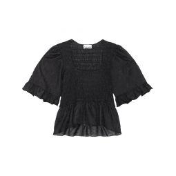 Crinkled Georgette Smock Blouse