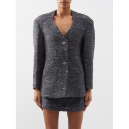 V-neck recycled-wool tweed jacket