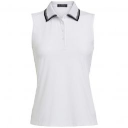 G/FORE Womens Tux Rib Pleated Collar Silky Tech Nylon Sleeveless Golf Polo