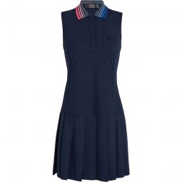 G/FORE Womens Contrast Collar Pique Sleeveless Polo Golf Dress