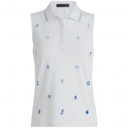 G/FORE Womens Embroidered Icon Tech Pique Sleeveless Golf Polo